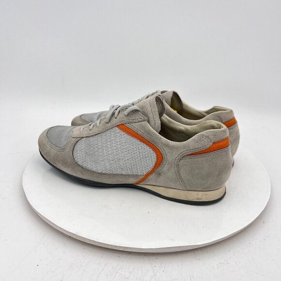 Prada Women Size EU 36.5 US 6.5 Silver Grey Orange Suede Lace Up Shoes - Picture 7 of 14